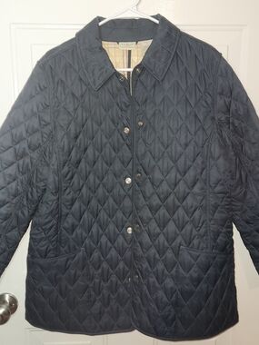 Burberry Navy Quilted Jacket - Classic Diamond Stitch